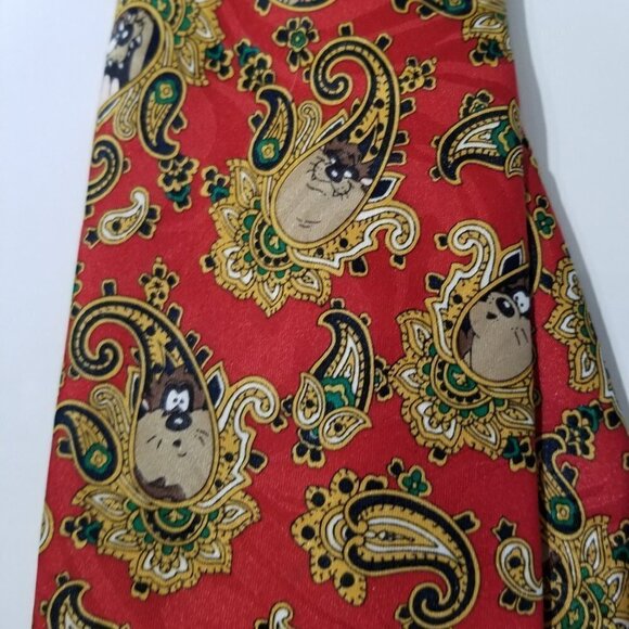 Looney Tunes Necktie Taz Paisley Design Tie 1994 Warner Bros. Vintage - Picture 4 of 6